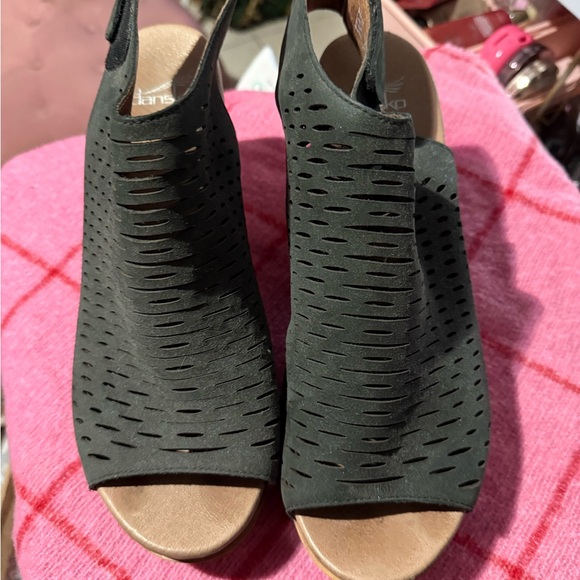 Dansko Black Peep-Toe Heels - Picture 1 of 5